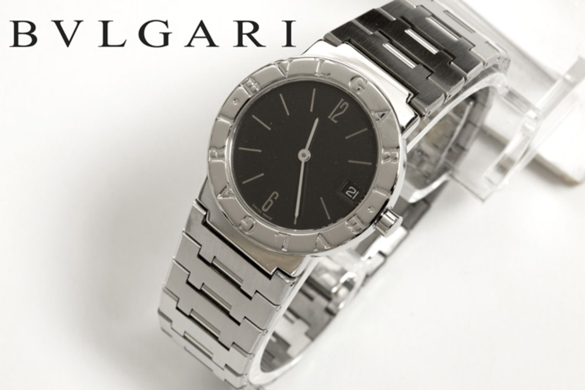 BULGARI volledig origineel quartz damespolshorloge in staal met originele gematteerde [...]