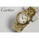 CARTIER volledig origineel quartz polshorloge - model "Vendôme" - in geelgoud (18 [...]