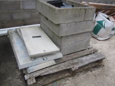 4 x concrete manhole surrounds, 500mm x 700mm, 4 x various size covers. Located The Nurseries, New