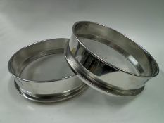 2 x stainless steel Sieves: 1 x 355 aperture and 1 x 500mic, serial numbers 410243 and 410245 (