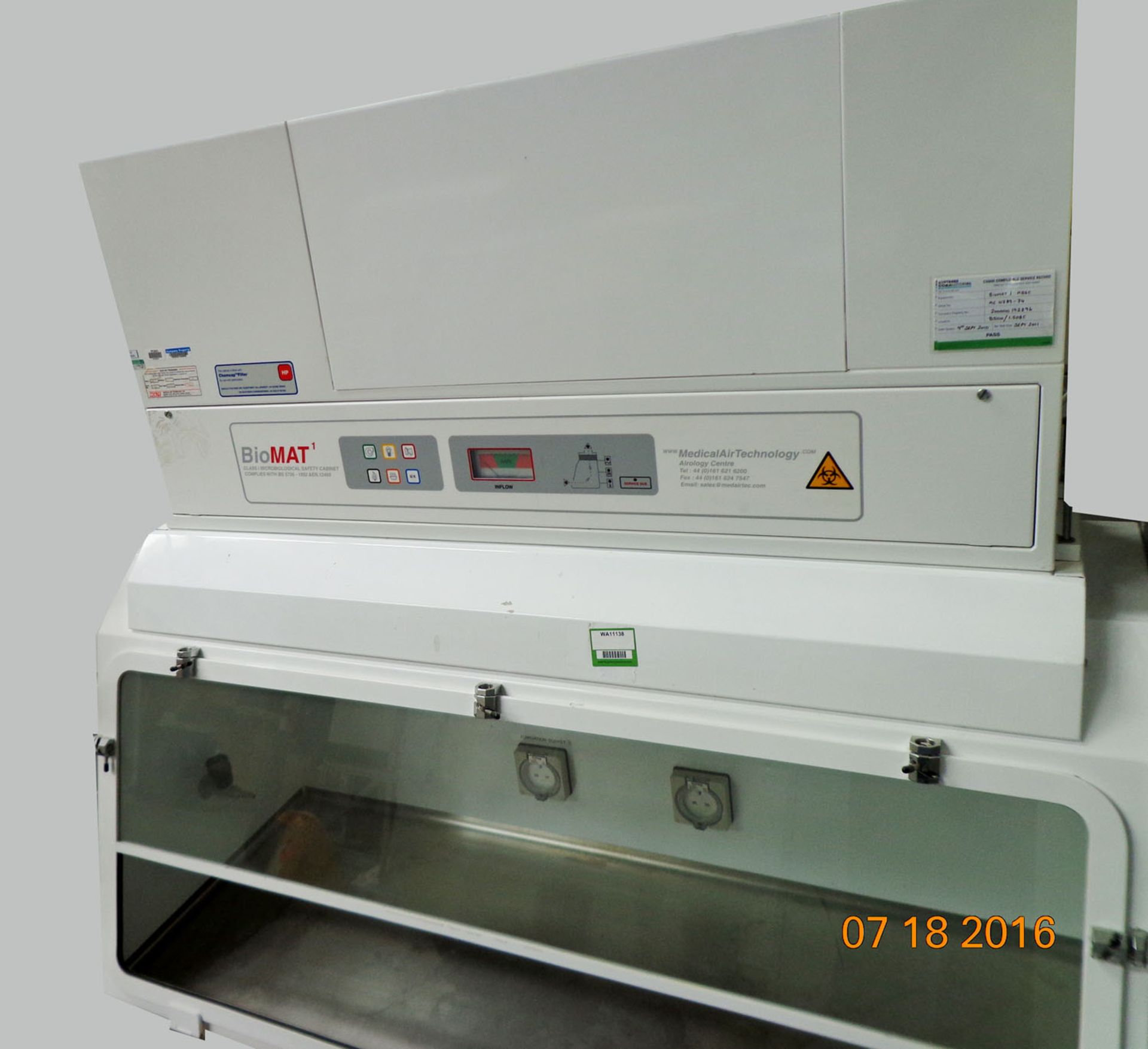 BioMAT Class 1 Microbiological safety cabinet, serial number MC 4789-74 (Ref: WA11138) - Image 3 of 8