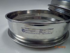 2 x stainless steel Sieves 1 x 355 aperture and 1 x 500mic, serial numbers 410246 and 410244 (Ref: