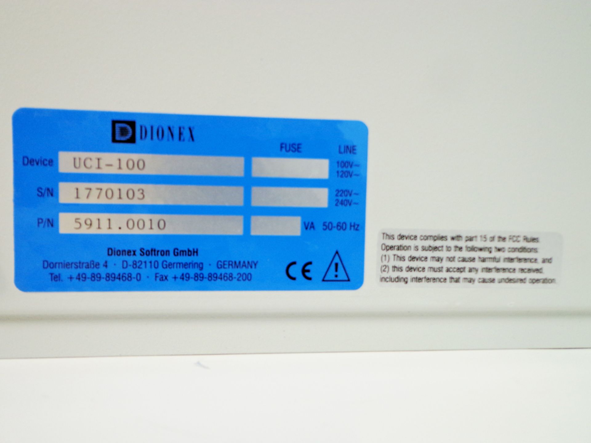 Dionex UCI-100 Universal Chromatography Interface, P/N 5911.0010, serial number 1770103 (Ref: - Image 4 of 4