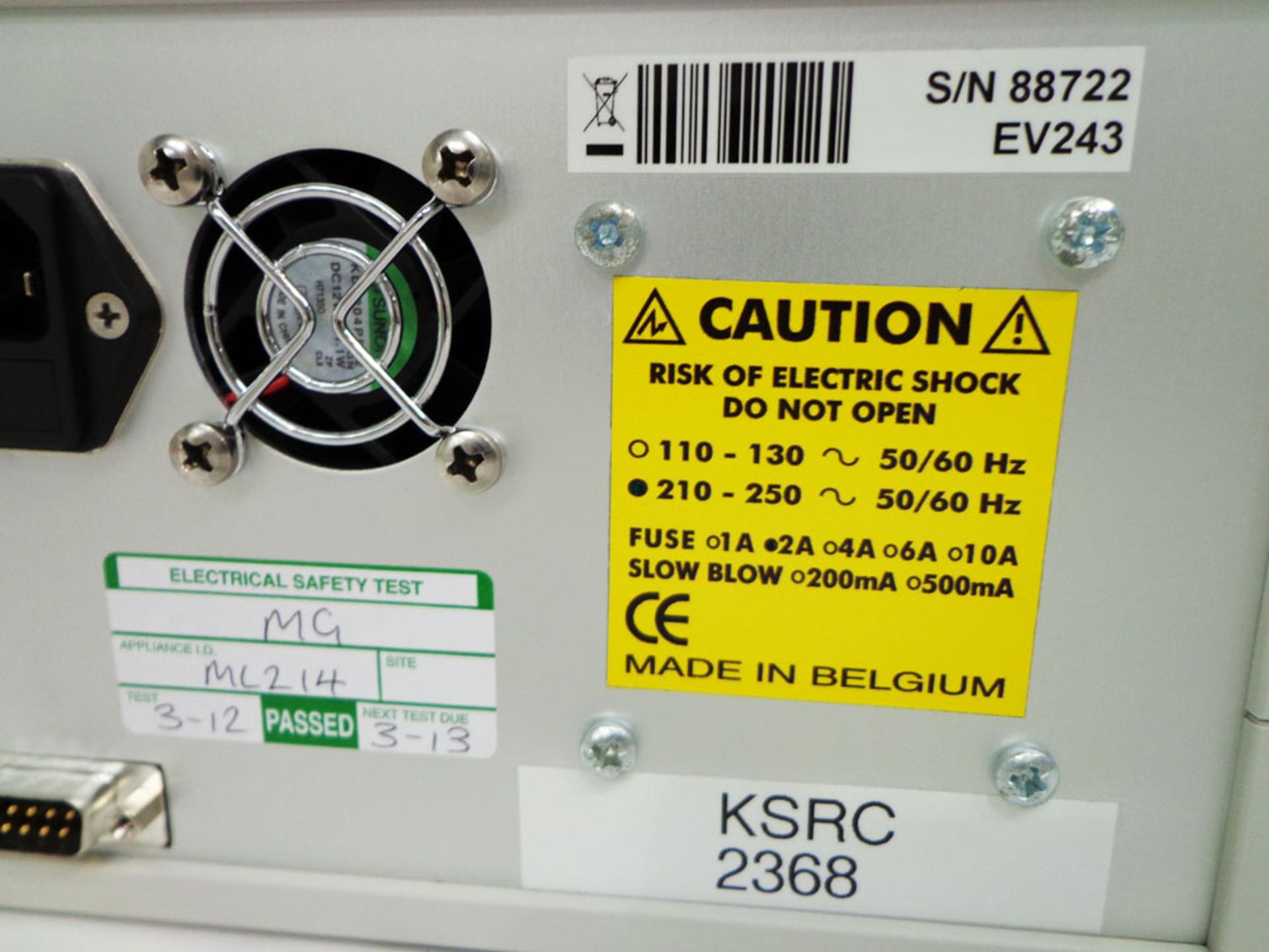 Consort EV231 Electrophoresis Power Supply, serial number 88722 (Ref: WA11811) - Image 4 of 4