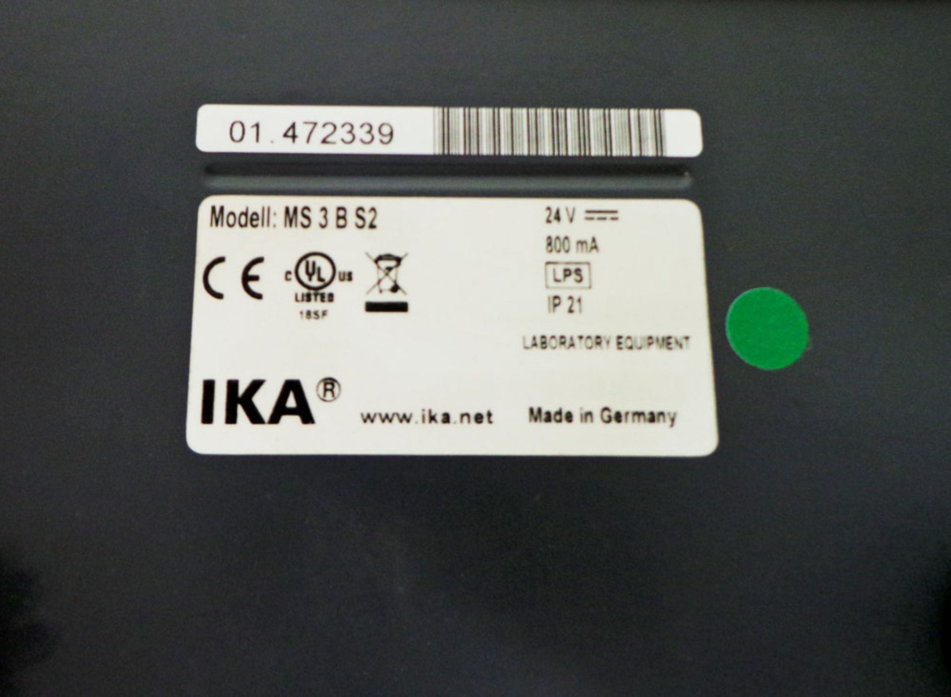 IKA MS 3 B S2 Basic Orbital Shaker, serial number 01.472339 (Ref: WA12152) - Image 6 of 6
