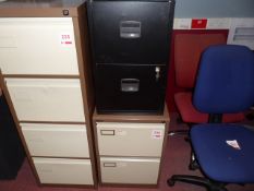 Two 2-drawer filing cabinets, coffee cream & black