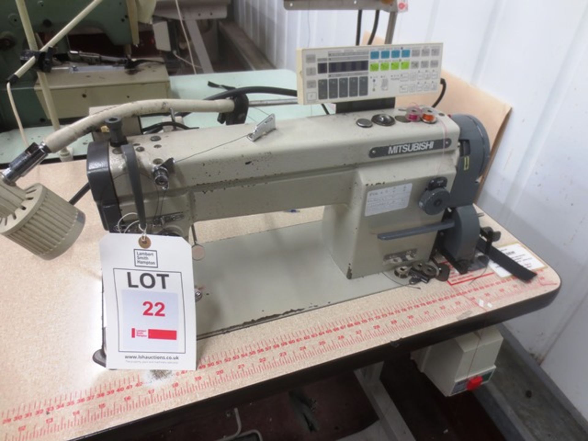Mitsubishi LS2-2210 flat bed single needle sewing machine, serial no: 695784, XC-E500Y control - Image 2 of 2