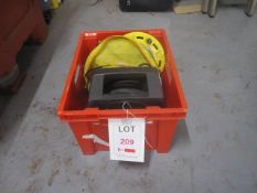 Two extension reels, jump leads and battery charger