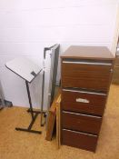 Assorted office furniture, including filing cabinets, lecturn, guillotine, etc.