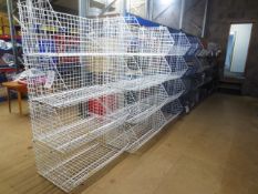 Eight bays of wire mesh, multi bin stock storage units (excl all contents), approx 1000mm width