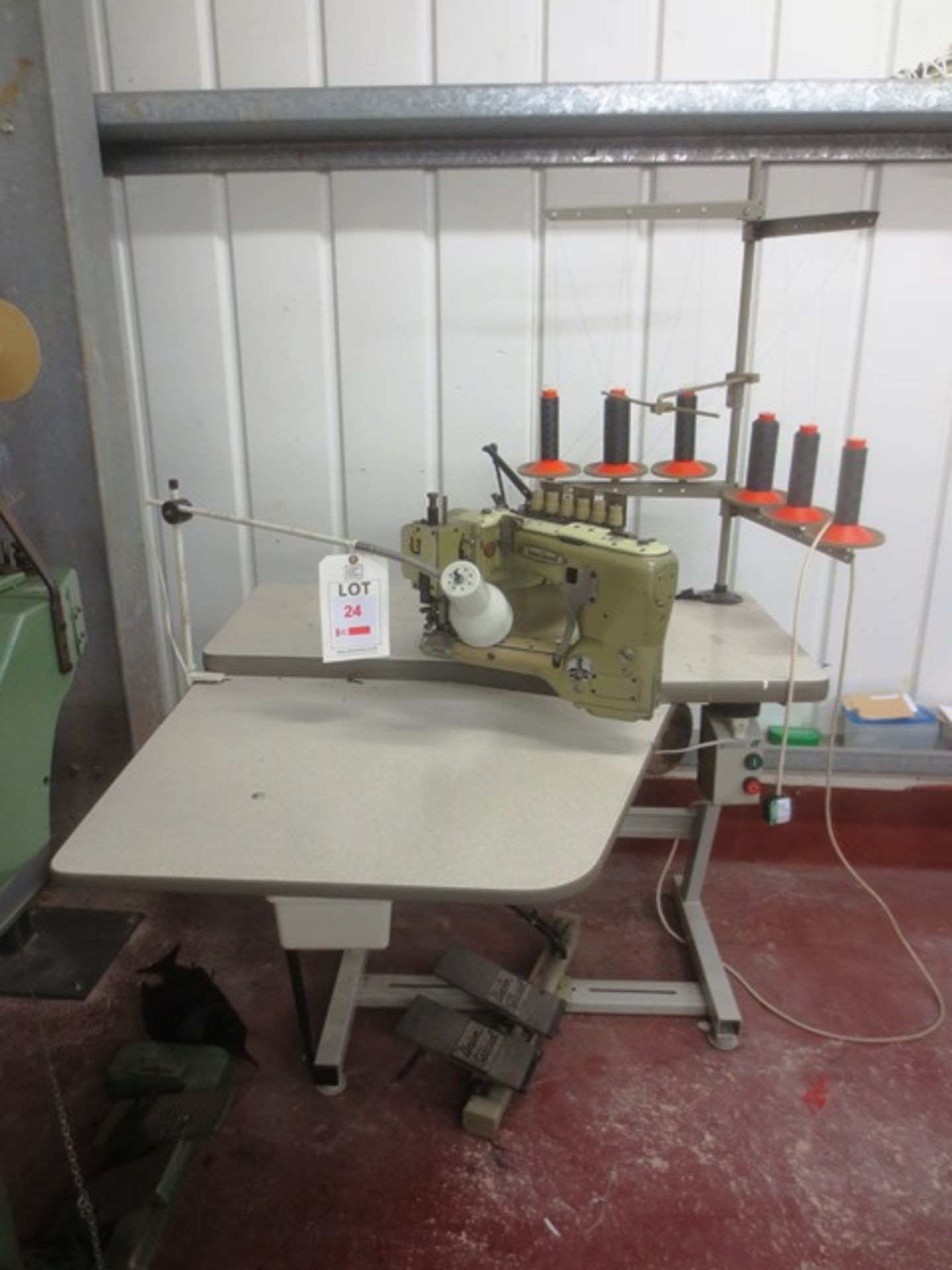 Union Special 6 thread arm over locker sewing machine, model 36200PJ, serial no: 1755767