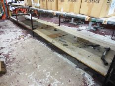 Two assorted steel frame work benches