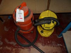 Two various vacuum cleaners, including Karcher WD 2.200 and Vax Rapide Plus 5130