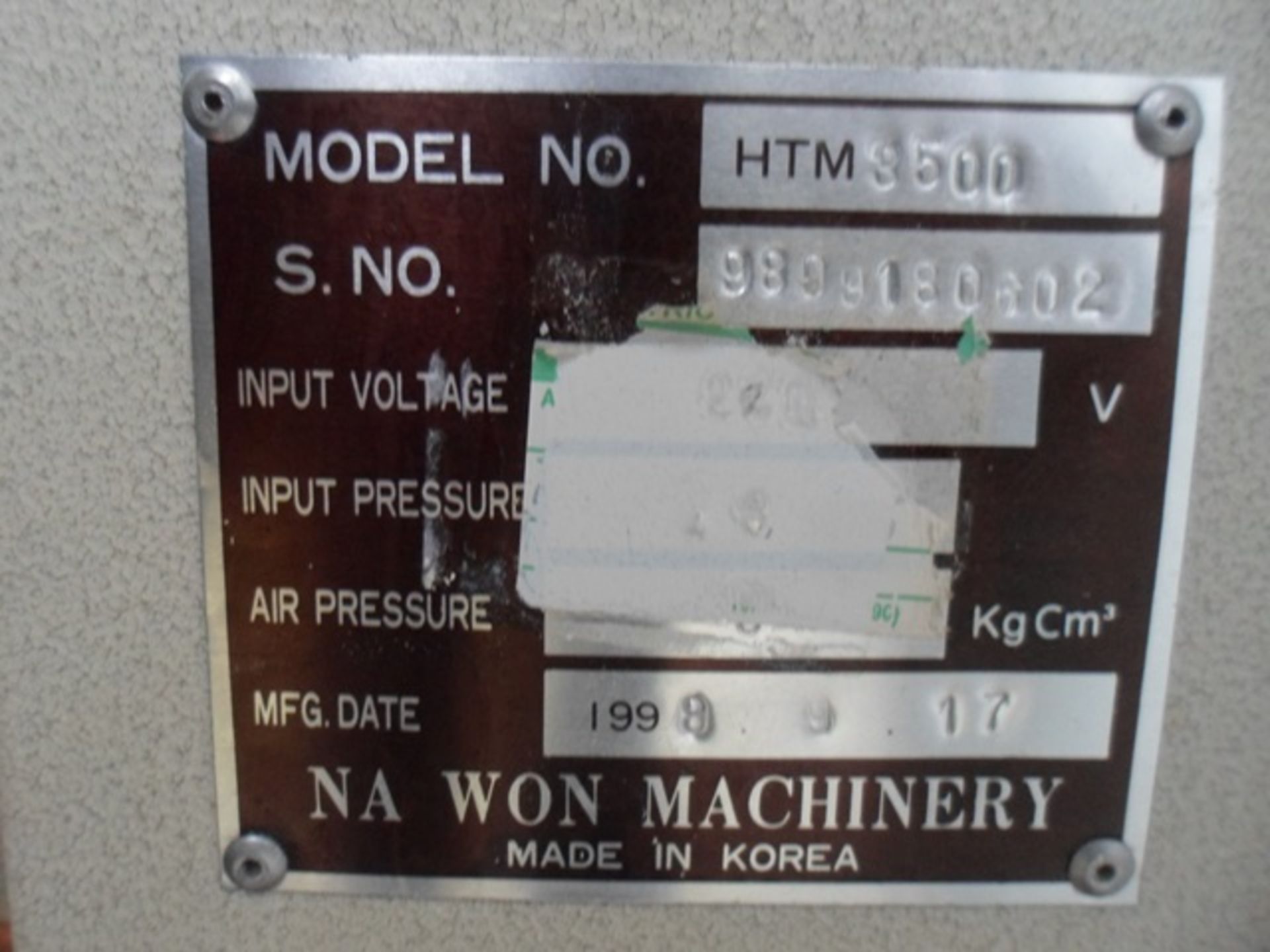 NA Won Machinery Golden Master HTM-3500 hot air seaming machine, serial no: 980918602 (1998) (out of - Image 2 of 4