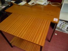 Two hardwood effect tables, large & small