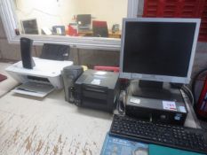 Dell Optiplex 74S desktop PC, LCD flat screen monitor, keyboard, mouse, Citizen CL-5521 label