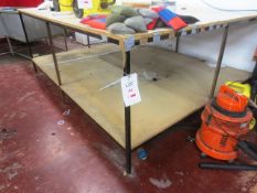 Steel framed worktable, approx 2000 x 2450mm