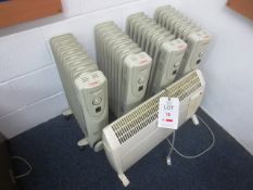 Five assorted 240v space heaters