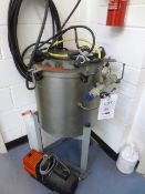 Stainless steel cylindrical pressure test chamber, with Perspex lid, approx dia 400mm