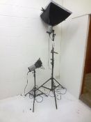 Two tripod mounted Neewer C-300 studio strobe flash lights, 240v