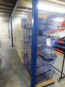 Ten bays of wire mesh, multi bin stock storage units (excl all contents), approx 1000mm width per