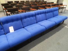 Five blue cloth upholstered reception chairs