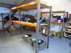 Four bays of adjustable boltless racking (as lotted), approx 2800 x 2100 x 900mm per bay