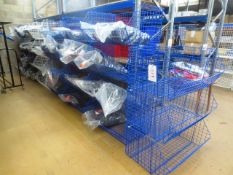 Eight bays of wire mesh, multi bin stock storage units (excl all contents), approx 1000mm width