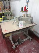 Mitsubishi LS2-2210 flat bed single needle sewing machine, serial no: 695784, XC-E500Y control