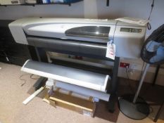 HP Designjet 500 PS wide format plans printer, serial no: SG4B201W and associated toners/ink (as