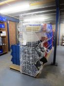 Eight bays of wire mesh, multi bin stock storage units (excl all contents), approx 1000mm width