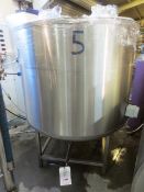 Unbadged stainless steel chilled jacketed vertical fermenting storage tank, capacity 1,000 litres (