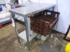 Stainless steel under shelf table, approx 1200 x 400mm (excludes contents)