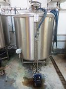 Unbadged stainless steel jacketed hot liquor tank, capacity 1,650 litres, fitted 2 heaters, with