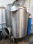 Unbadged stainless steel jacketed heated copper, capacity 1,750 litres, fitted 2 heaters, with