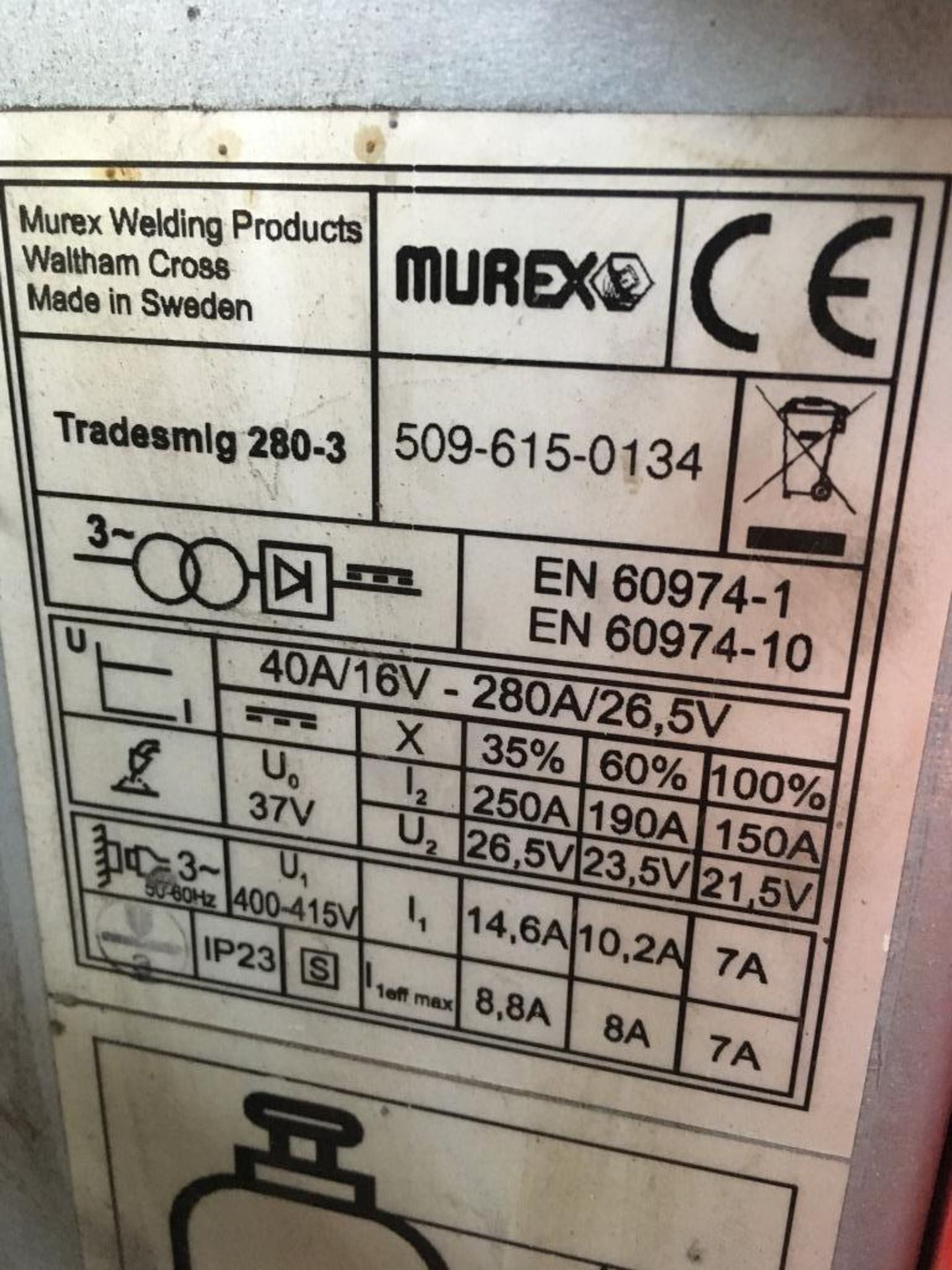 Murex Tradesmig 280-3 mig welder - Image 4 of 4