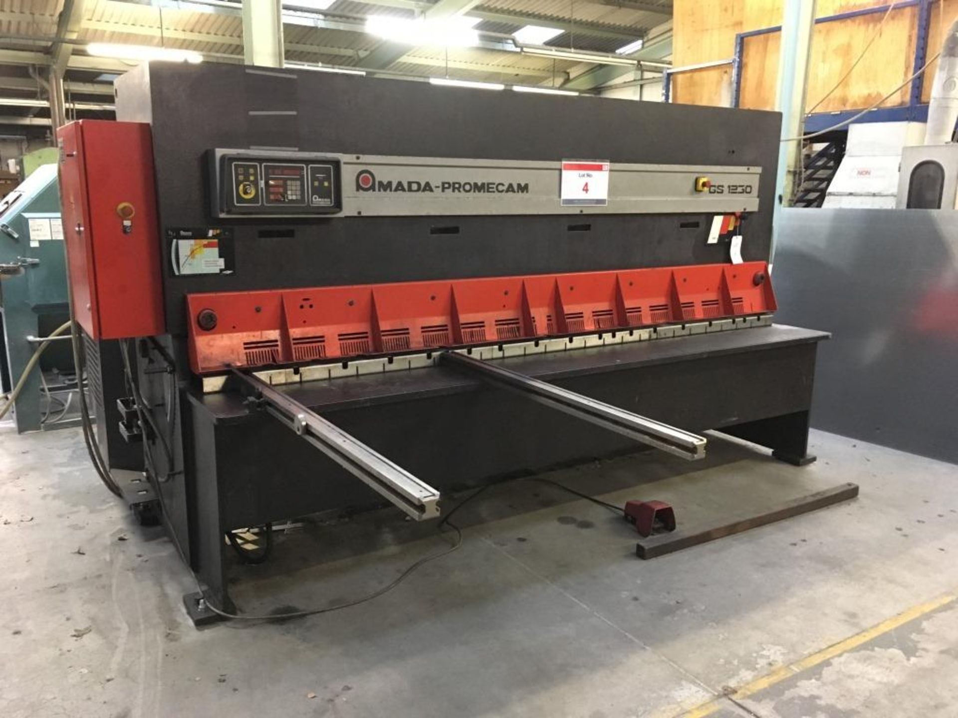 Amada Promecam GS1230 hydraulic plate shear, Year of manufacture: 1998, Serial No. C980914. A work