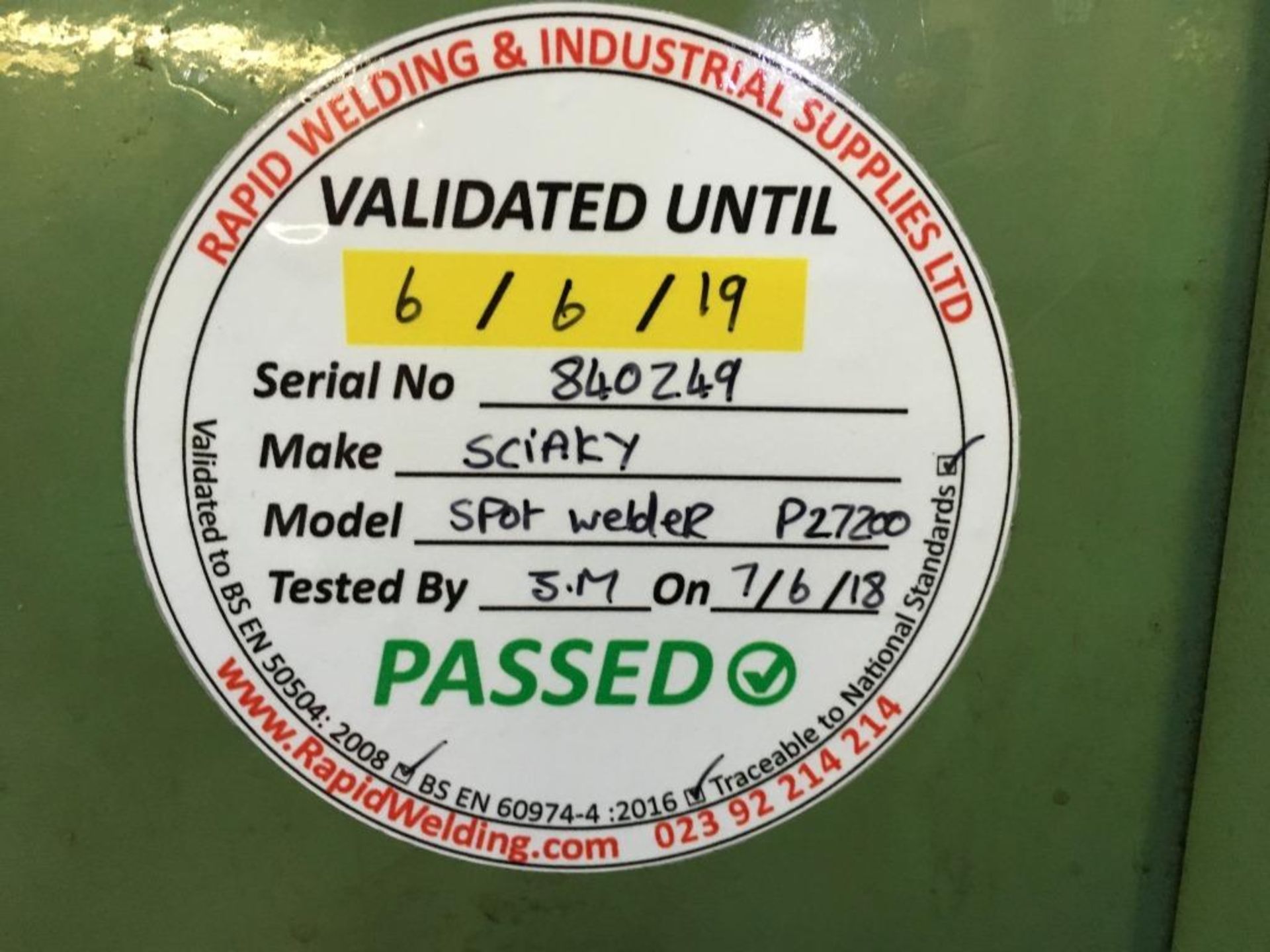 Sciaky P272 spot welder, Serial No. 840249. This lot cannot be confirmed to be in compliance with - Image 3 of 5