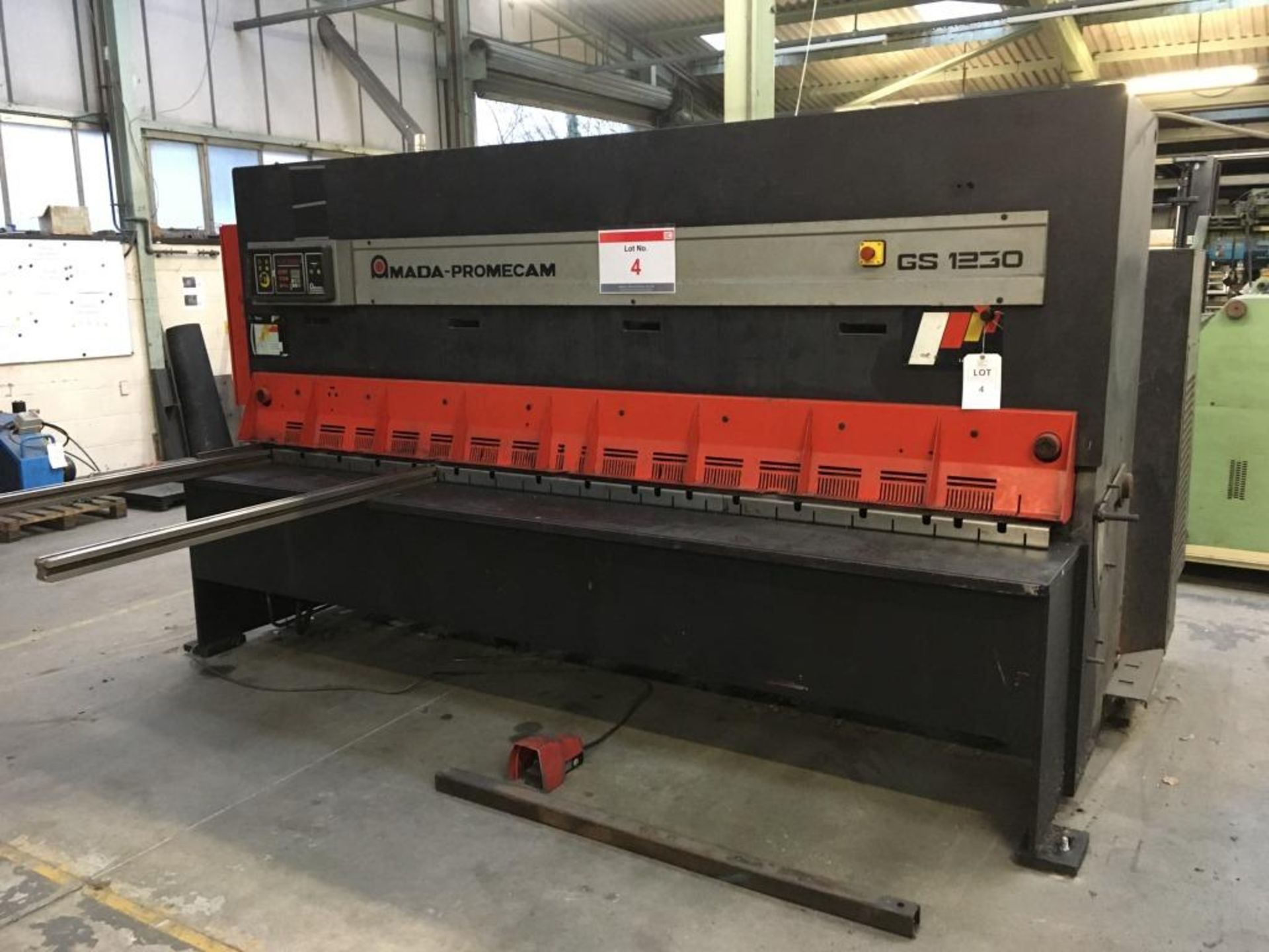 Amada Promecam GS1230 hydraulic plate shear, Year of manufacture: 1998, Serial No. C980914. A work - Image 2 of 7