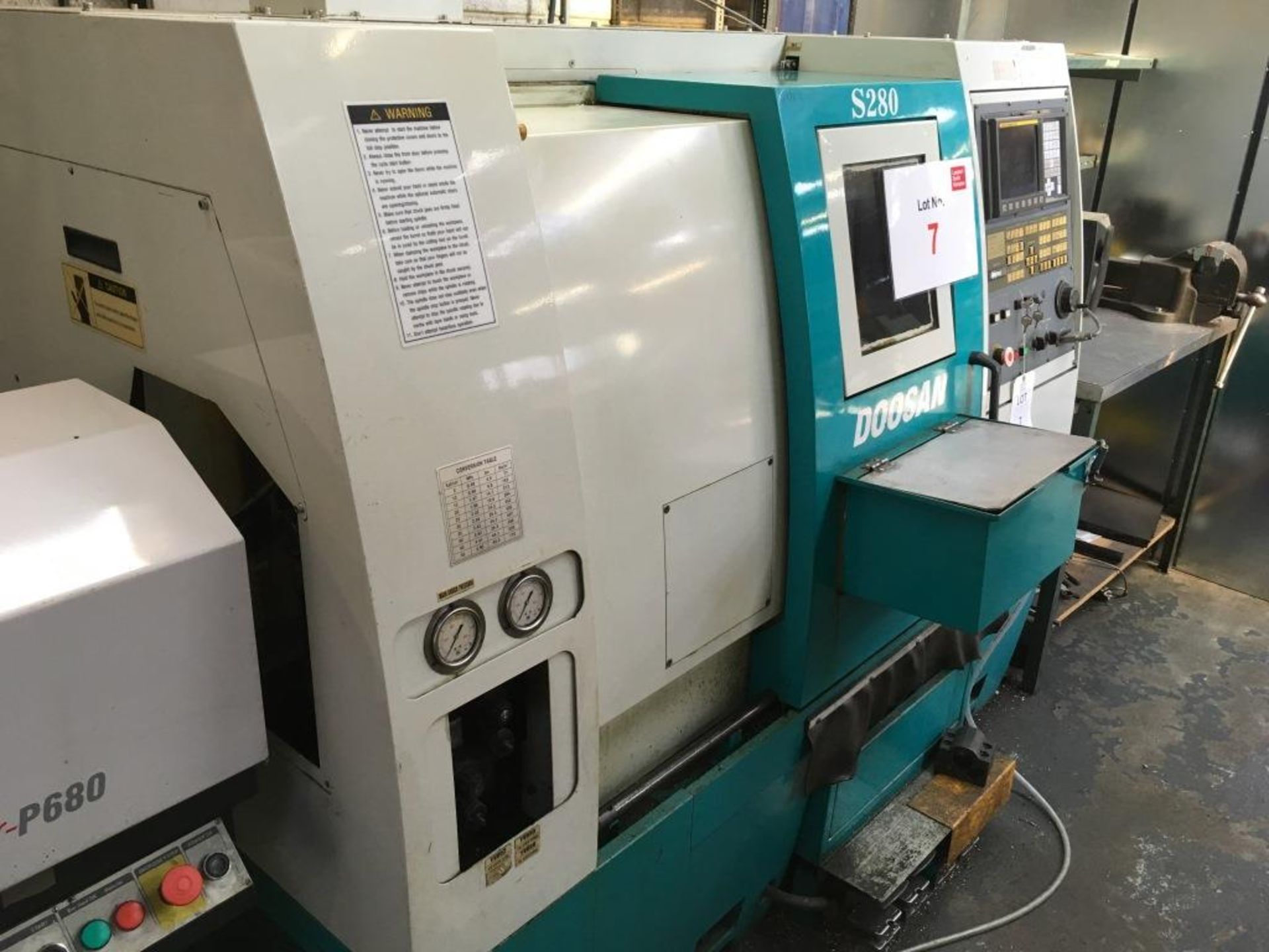 Doosan S280 CNC lathe with FANUC Series Oi-T control, 10 tool changer, Serial No. LNG-1142 with - Image 2 of 15