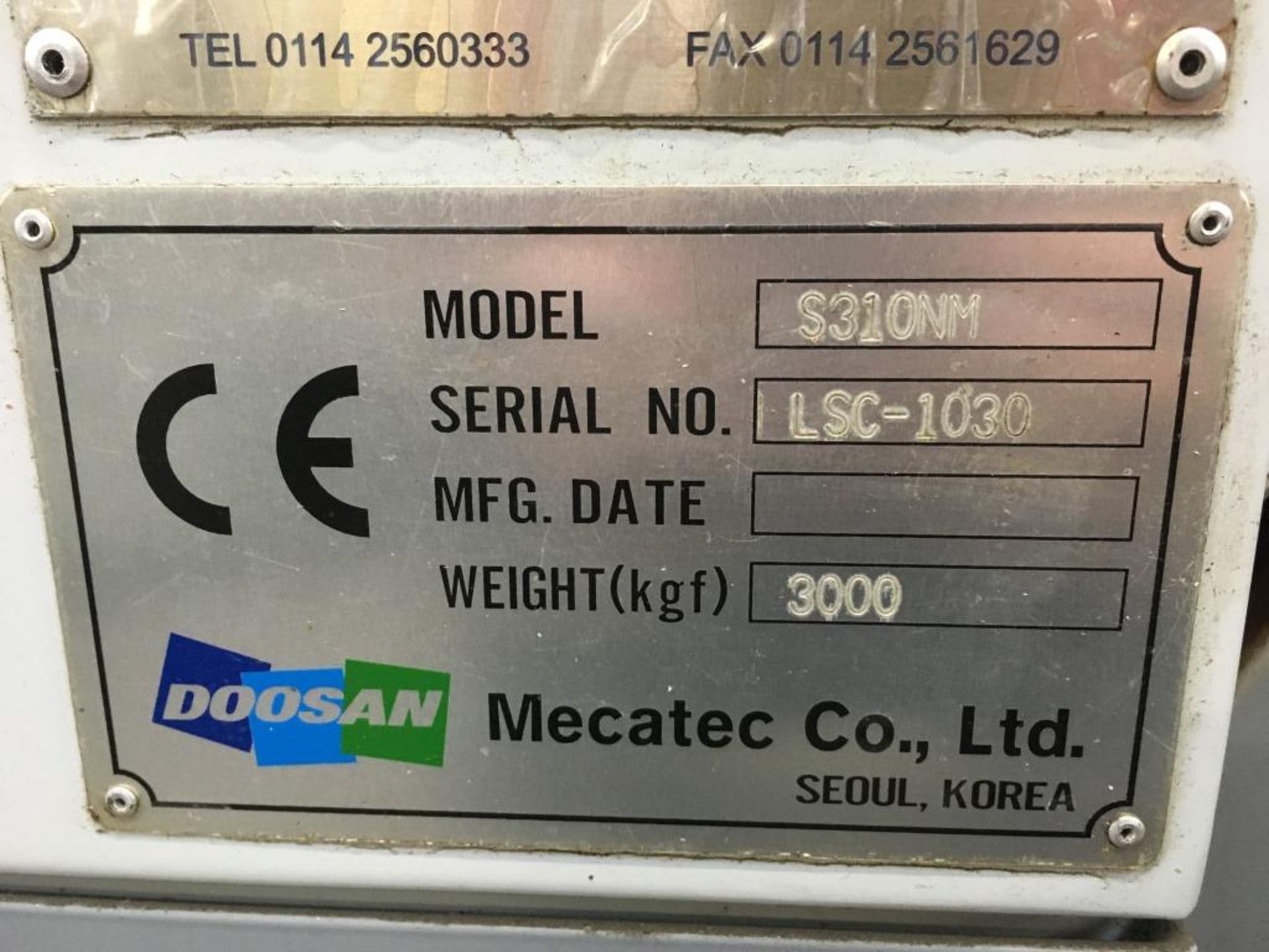 Doosan Mecatec S310NM CNC lathe with FANUC Series 21i TB control and 12 tool changer, Serial No. - Image 10 of 14