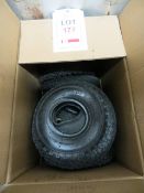 Box containing eight trolley tyres & innertubes