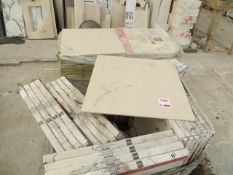 Two Pallets Containing 170 Cream Polished Ceramic Tiles 600mm x 600mm x10mm