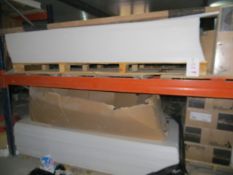 Four shelves containing various Correx Packing material, ceiling tiles & plaster board as lotted