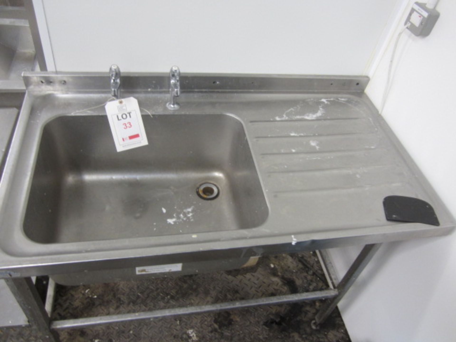 Stainless steel single basin sink unit. Approx. 1200 x 600mm (Please Note: An approved Risk - Image 2 of 2