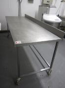 Stainless steel mobile food preparation work surface Approx. 2300 x 800mm (Please ensure