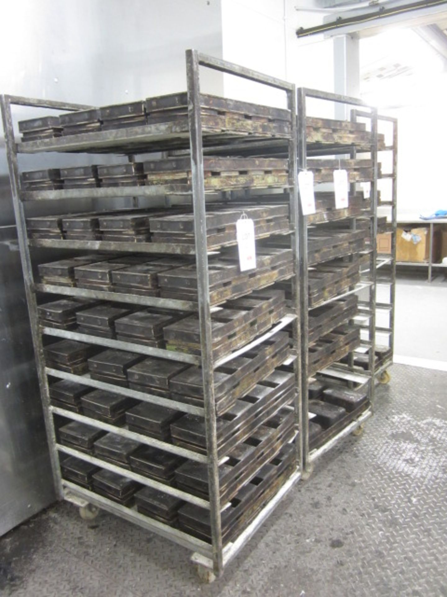Three Galvanised steel 9-shelf mobile bakers tray racks (excluding contents) - Image 2 of 2