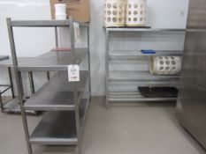 Stainless steel 4-shelf storage rack. Approx., 1500 x 600 x 1650mm and stainless steel 4-shelf