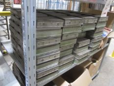 Quantity of bread baking trays located on shelf and mobile trolley (Approx. 100, rack and trolley