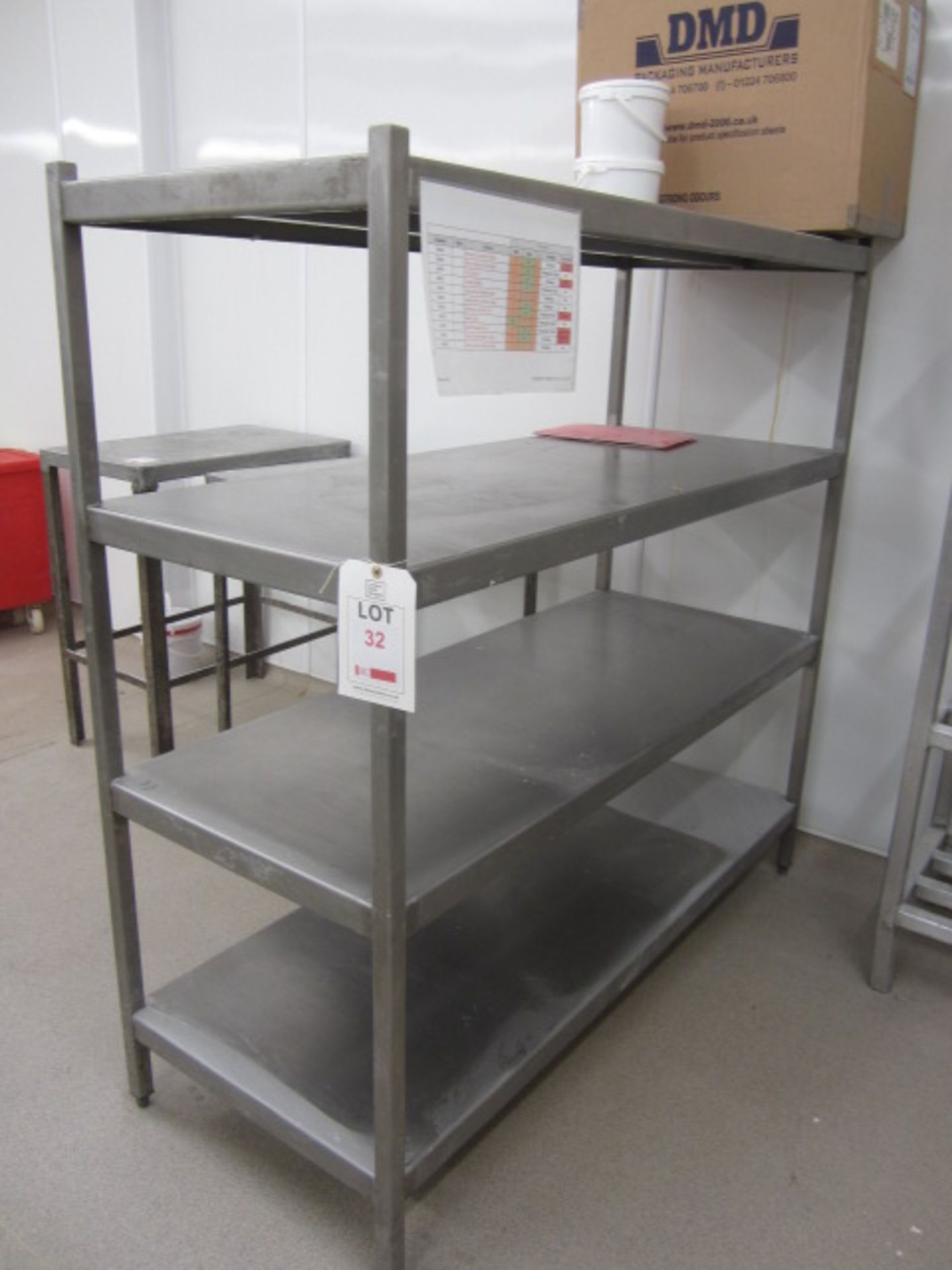 Stainless steel 4-shelf storage rack. Approx., 1500 x 600 x 1650mm and stainless steel 4-shelf - Image 2 of 3